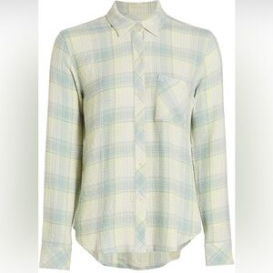 Rails Women's Brady Button Down Shirt, Sage Lemon